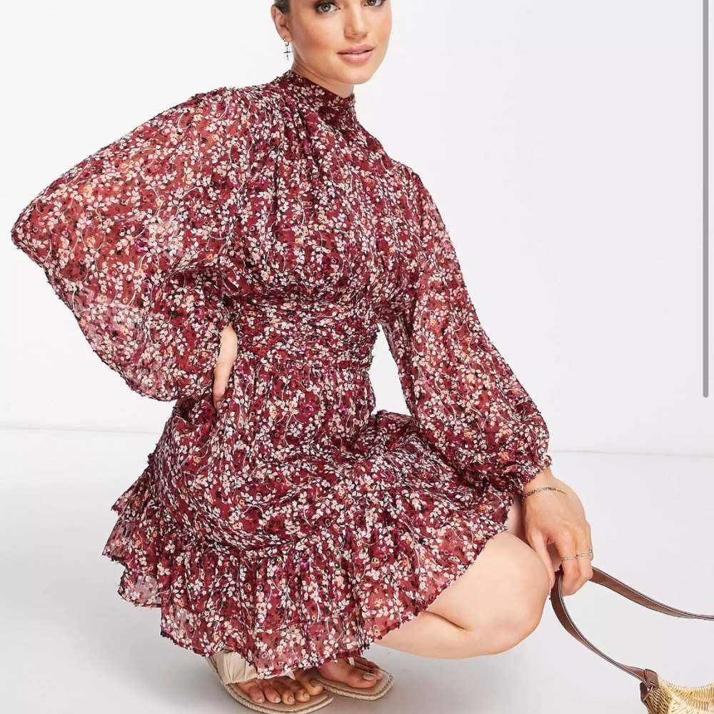 ASOS Floral Ruched Mini Dress